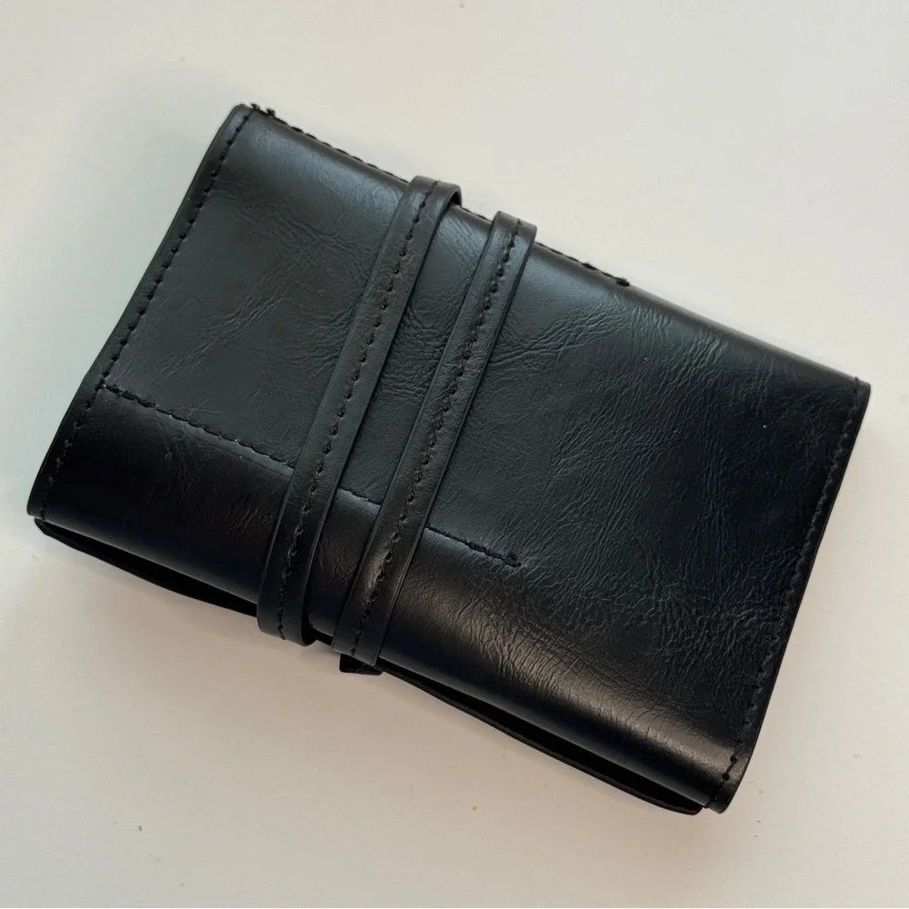 Black Travel Wallet Wraparound Pockets